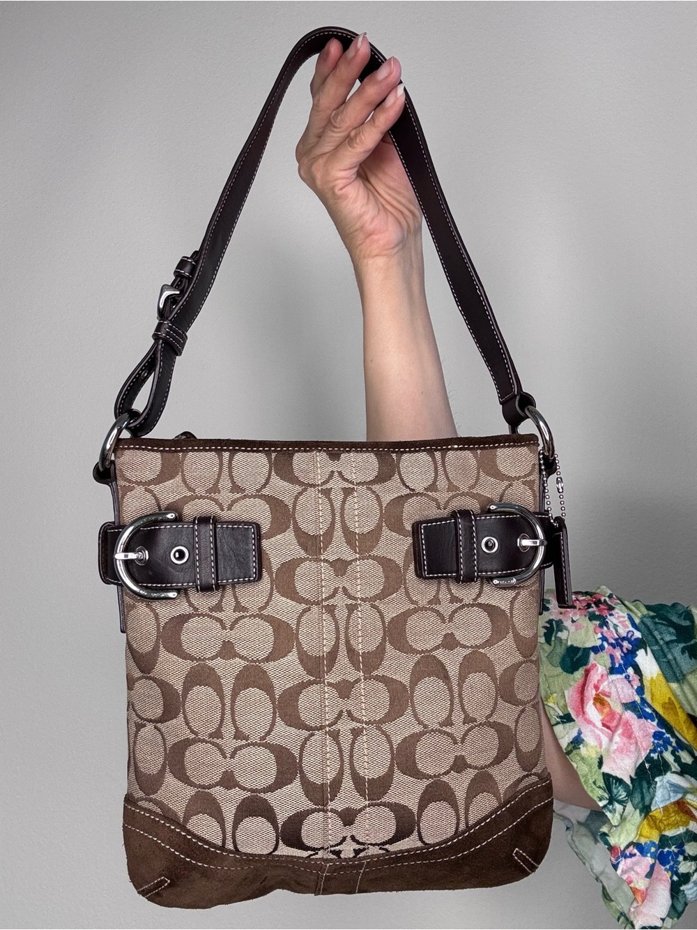 Coach SoHo Slim Duffle Brown Suede trim